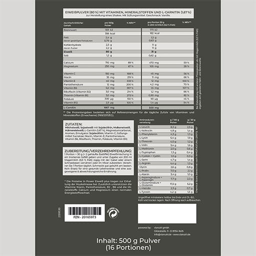 Hansepharm - power eiweiß plus - 500g Vanillegeschmack - von Zuckerschmuck