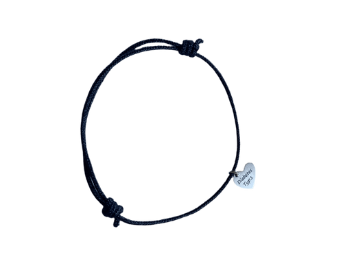 NEU!!! Armband 925er Silber "Diabetes Typ 1"  HERZ Schwarz