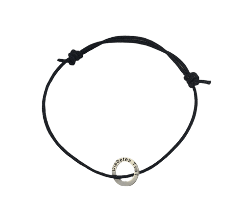 NEU!!! Armband 925er Silber "Diabetes Typ 1"  Schwarz