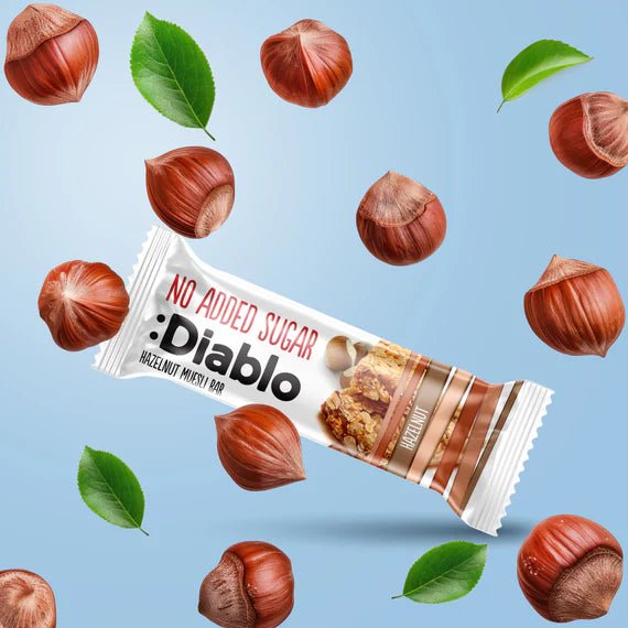 Diablo zuckerfreier Haselnuss Müsli Riegel (30 g) - nur 13g anrechenb.KH - von Zuckerschmuck