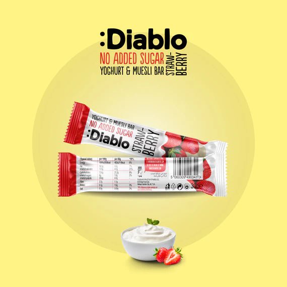 Diablo zuckerfreier Erdbeer Jogurt Riegel (30 g) - nur 11g anrechenb.KH - von Zuckerschmuck