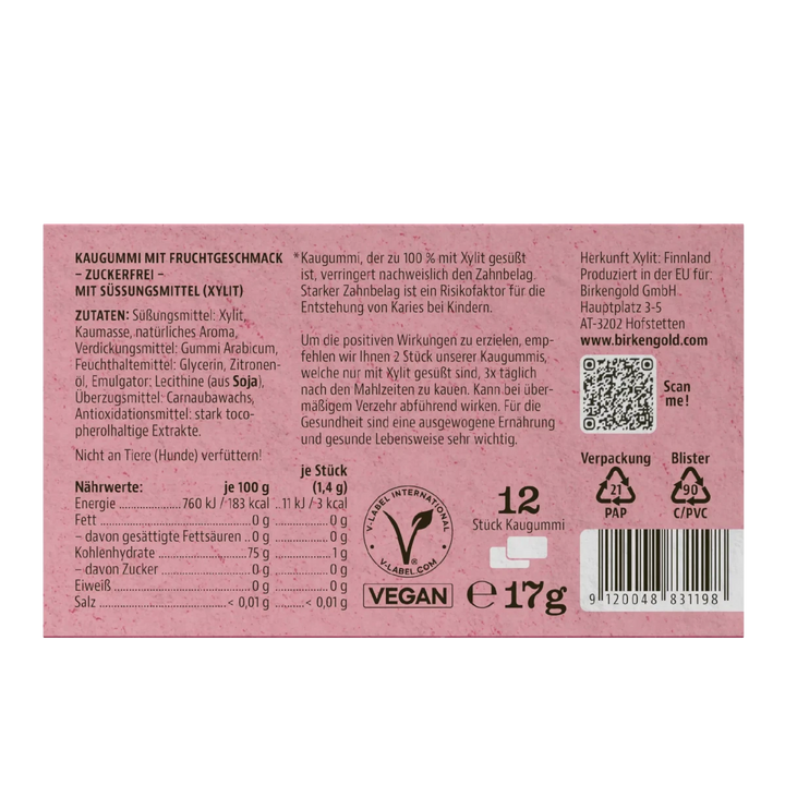 Xylit Kaugummi Frucht 12Stk - von Zuckerschmuck