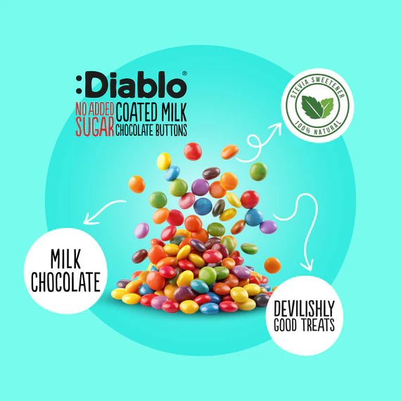 Diablo zuckerfreie Schokolinsen (22g) - nur 1,2g anrechenb.KH - von Zuckerschmuck