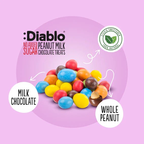 Diablo zuckerfreie bunte Erdnüsse umhüllt von Milchschokolade (40g) - nur 2g anrechenb.KH - von Zuckerschmuck