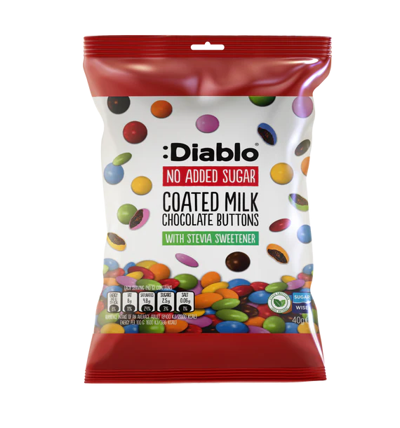 Diablo zuckerfreie Schokolinsen (40g) - nur 2,6g anrechenb.KH - von Zuckerschmuck