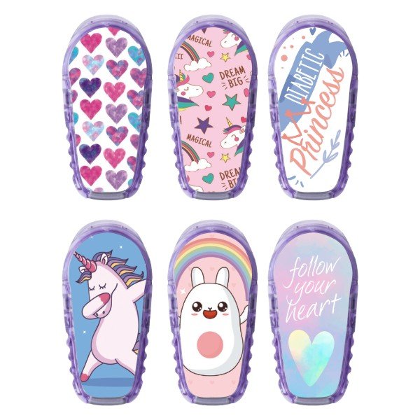 Wasserfeste Dexcom G6 Sticker SWEET für Mädchen: Diabetic Princess, Einhorn, Heart