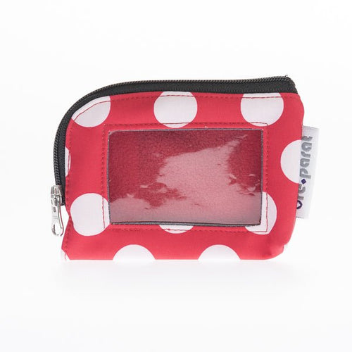 Clearance Sale Pump Pouch Dotties Red with Window with Belt Loop