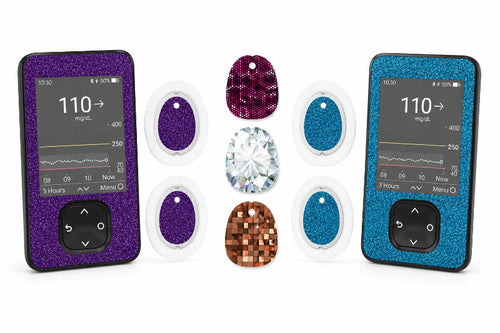Dexcom G7 Sparset - 3x Glitzer Sticker 3er-Set: Lila, Türkis & Glitzer