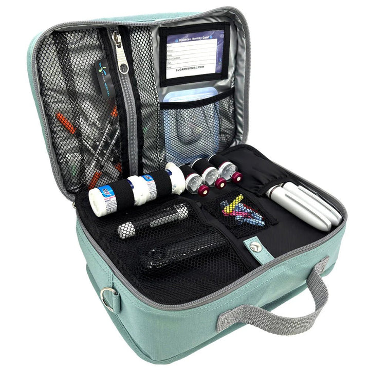 Diabetes Reisetasche mit Gepäckgurt - Seafoam - von Zuckerschmuck