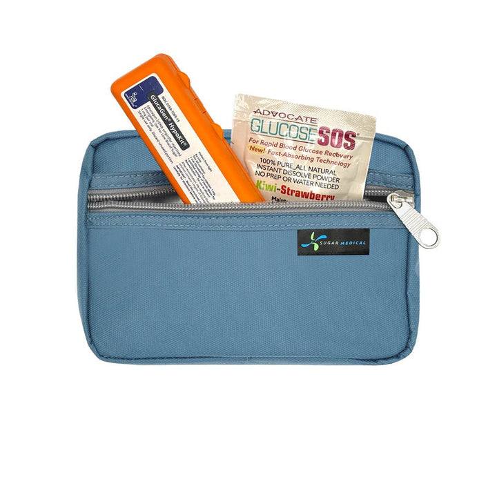 Diabetes Reisetasche mit Gepäckgurt - Stahlblau - von Zuckerschmuck