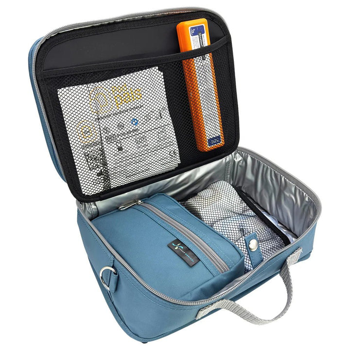 Diabetes Reisetasche mit Gepäckgurt - Stahlblau - von Zuckerschmuck