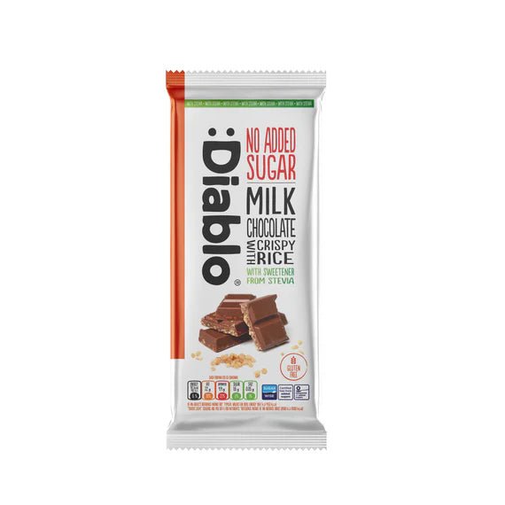 Diablo zuckerfreie Milchschokolade Crispy Rice 75g - nur 12g anrechenbare KH/Tafel - von Zuckerschmuck