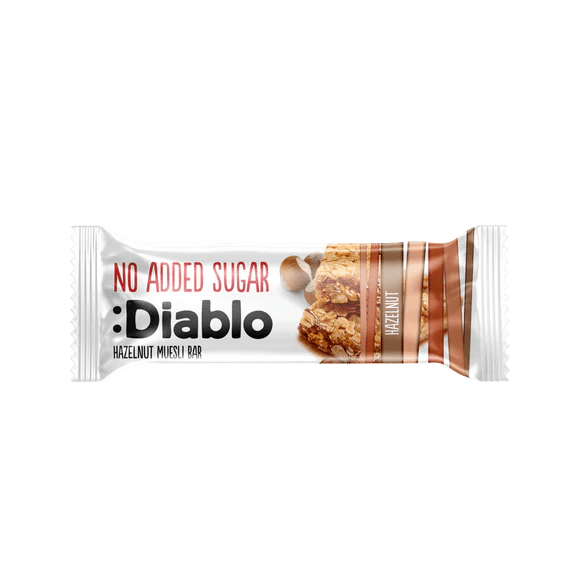 Diablo zuckerfreier Haselnuss Müsli Riegel (30 g) - nur 13g anrechenb.KH - von Zuckerschmuck