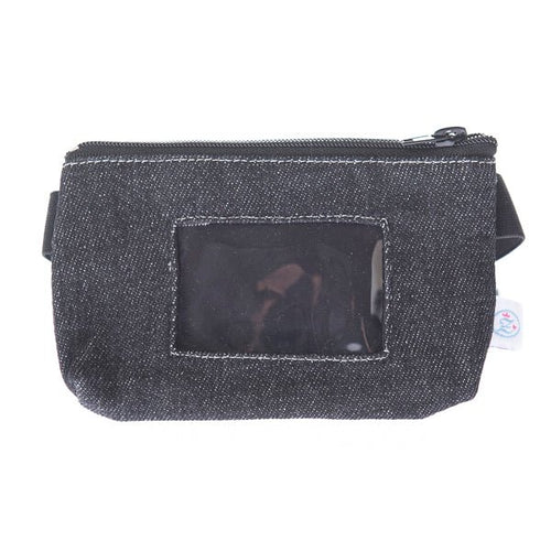 Insulinpumpentasche JEANS SCHWARZ mit Sichtfenster und flexiblem Bauchgurt