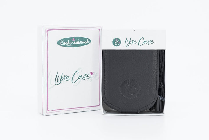 Freestyle Libre Case,Tasche,Echtleder,Schutzhülle,Cover Frontalansicht mit Packung