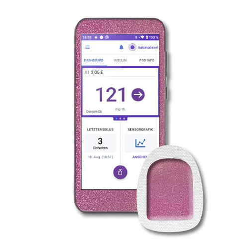 Omnipod 5 Controller Sticker Set "Glitzer Pink"
