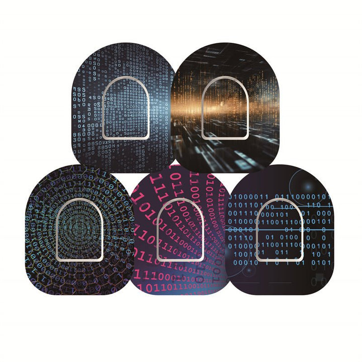 5x Design Tape + Sticker BINARY - Omnipod - von Zuckerschmuck