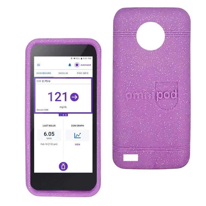 Omnipod® 5 Case mit Kamera Cutout - Lila Glitter - von Zuckerschmuck
