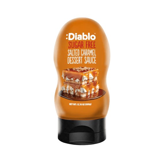 Diablo zuckerfreie Dessertsauce gesalzenes Karamell (290ml) - nur 0,3g anrechenb.KH/30g Portion - von Zuckerschmuck