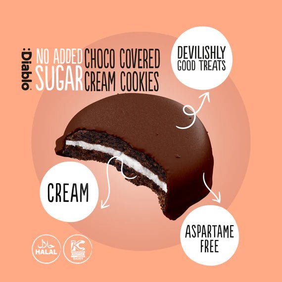 Diablo zuckerfreie Schoko - Creme Kekse 136g - Einzeln verpackt nur 7,2 g anrechenbare KH/2Stk. - von Zuckerschmuck
