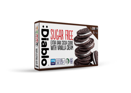 Diablo zuckerfreie dunkle Sandwich Kekse mit Vanillecreme - 176g Einzeln verpackt nur 4,5 g/KH pro Cookie - von Zuckerschmuck