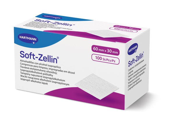 Soft Zellin Alkoholtupfer 30x60mm zur Hautreinigung 100St. - von Zuckerschmuck