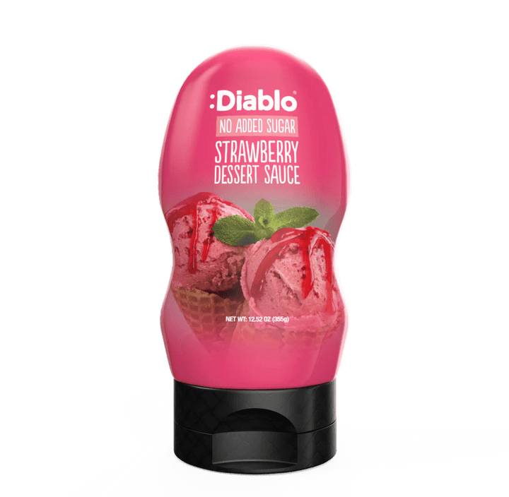 Diablo zuckerfreie Dessertsauce Erdbeere (290ml) - nur 0,9g anrechenb.KH/30g Portion - von Zuckerschmuck