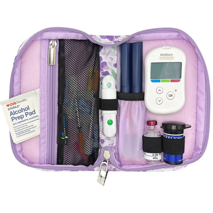 Diabetes Zubehörtasche "Tessa Purple Floral" - von Zuckerschmuck
