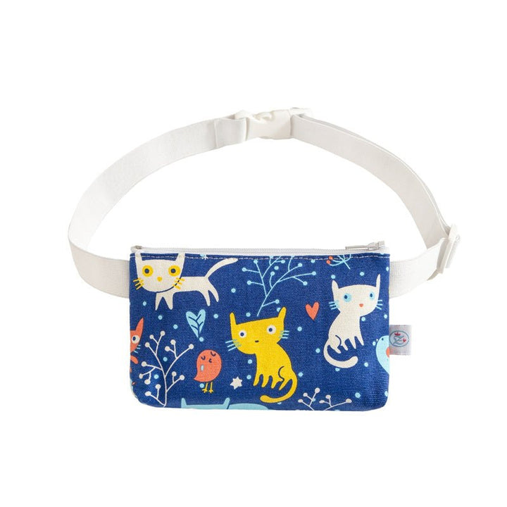 Insulinpumpentasche KATZE + VOGEL BLAU mit flexiblem Bauchgurt - von Zuckerschmuck