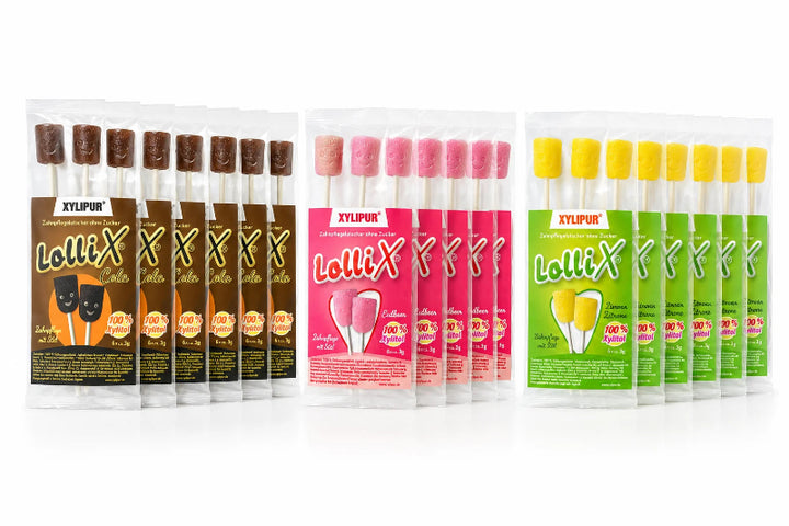 Zahnpflege-Lolli 18er-Sparset: 6x Cola, 6x Erdbeere & 6x Lemon
