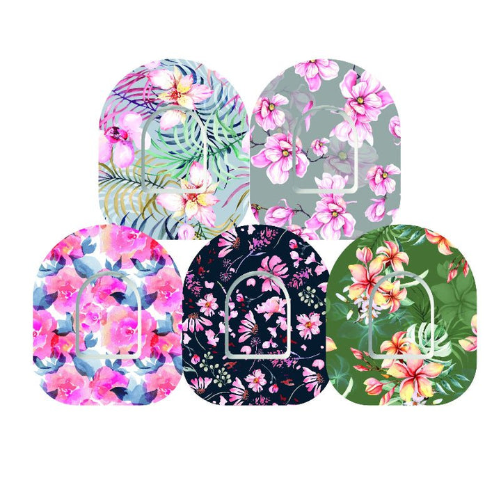 Zuckerschmuck 5x Design Tape + Sticker ''Flowers'' - Omnipod