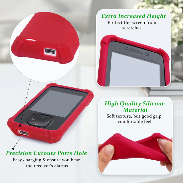 Dexcom G7 receiver case, silicone cover SOFT, red