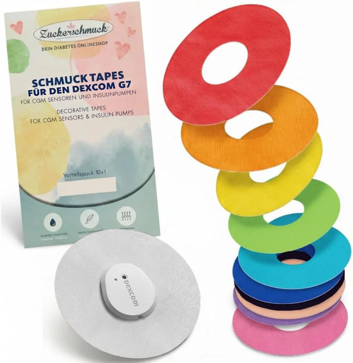 Zuckerschmuck Dexcom G7 Tape Regenbogen Sparpack Bunt