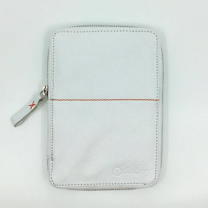Zuckerschmuck Diabetes Zubehörtasche diabag ''ONE plus'' Rindnappa Leder Weiß Außen