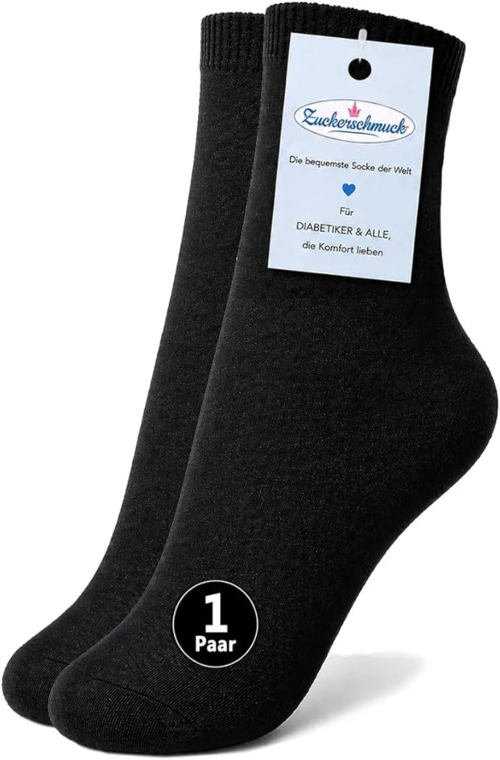 Zuckerschmuck Diabetiker Socken 1 Paar Schwarz 