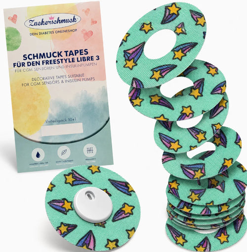 Sparpack 10+1 gratis SCHMUCK Tape SENSITIV Sterne (z.B. Libre 3)