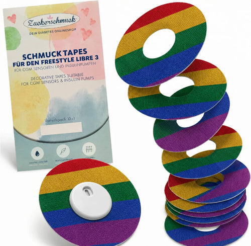 Sparpack 10+1 gratis SCHMUCK Tape Ring Rainbow (z.B. Libre 3)