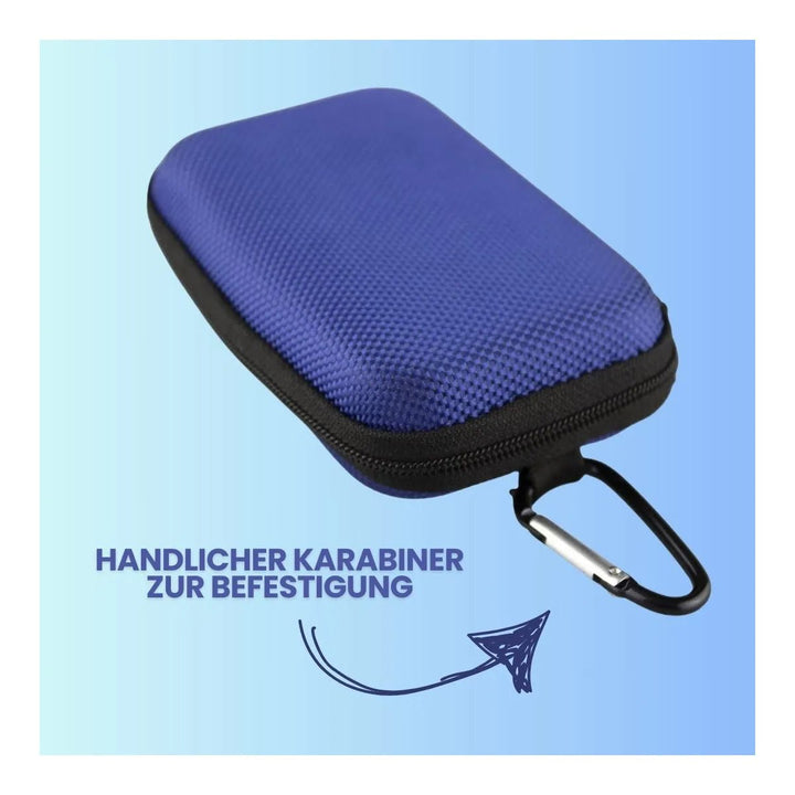 Diabetes Zubehör Tasche mit Karabinerhaken für Blutzuckermessgeräte "BLAU" - von Zuckerschmuck
