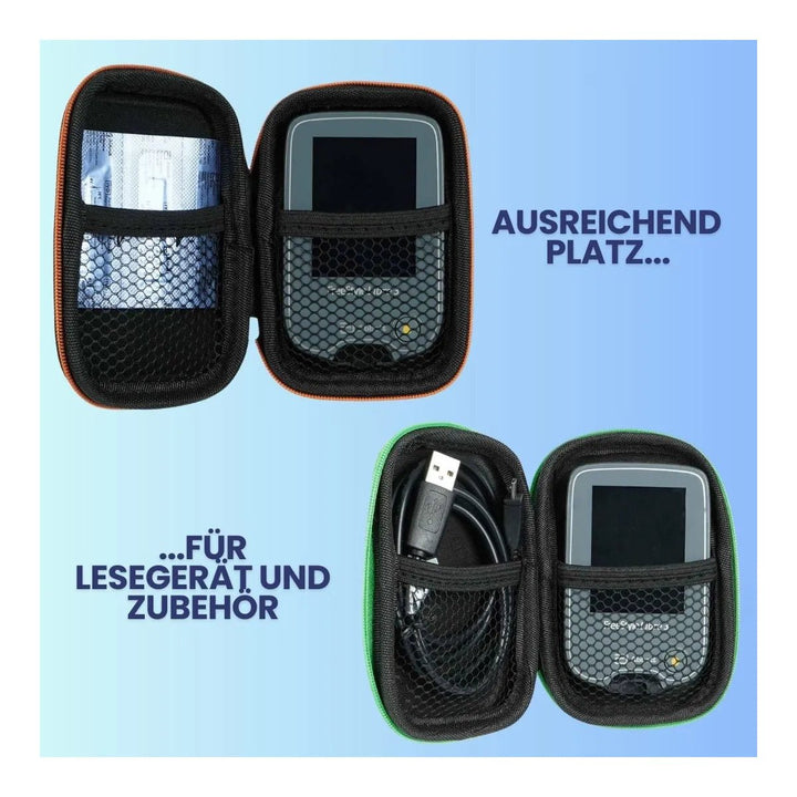 Diabetes Zubehör Tasche mit Karabinerhaken für Blutzuckermessgeräte "BLAU" - von Zuckerschmuck