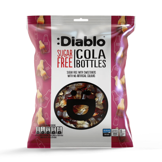 Diablo zuckerfreie Cola Flaschen - 75g (nur 1,8g anrechenb. KH/Tüte) - von Zuckerschmuck