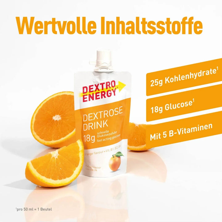 Dextro Energy boisson dextrose à l’orange, dextrose liquide à boire, 50 ml
