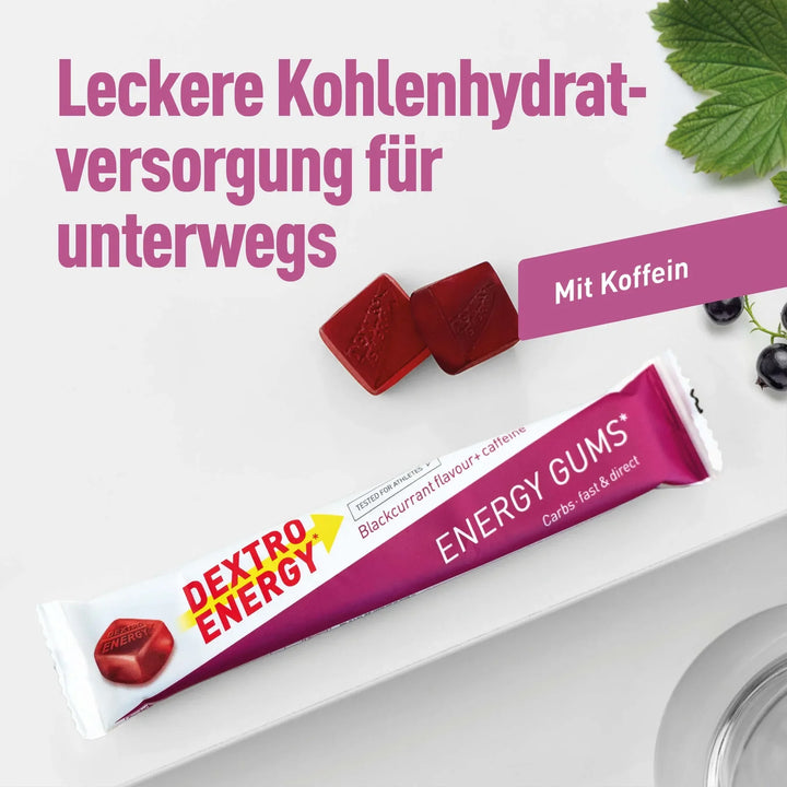 Dextro Energy Gums Blackcurrant + Caffein (6 unidades de 5 g de HC)