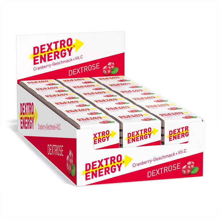 Dextro Energy Würfel Cranberry + vitamine C, dextrose, 8 pastilles emballées individuellement, 46 g