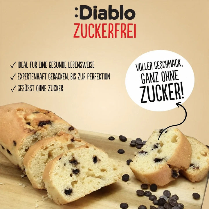 Gâteau Diablo sans sucre, Chocolate Chip (200 g, seulement 23 g de glucides* calculables/100 g)