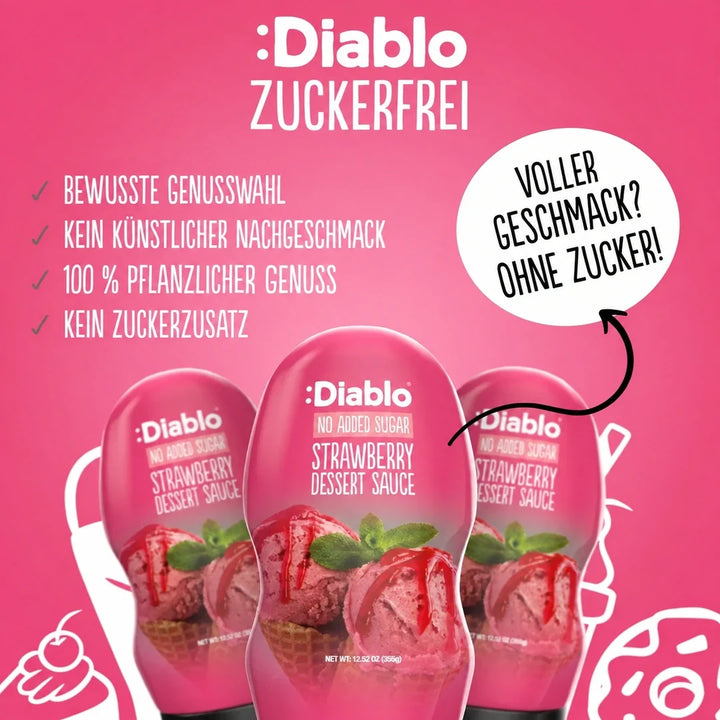 Diablo sans sucre : sauce dessert à la fraise (290 ml, seulement 0,9 g de glucides comptabilisables* par portion de 30 g)