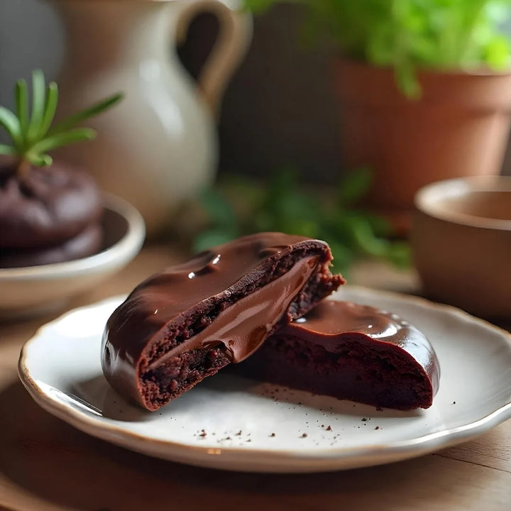 Diablo sin azúcar: galletas de chocolate negro con relleno de crema de chocolate (128 g, solo 2,7 g de hidratos de carbono* computables por galleta)