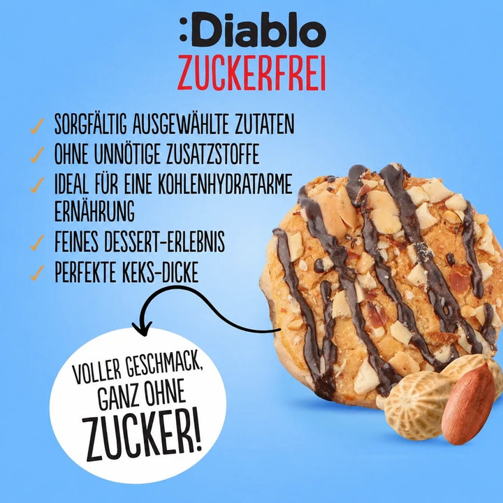 Diablo Kekse: zuckerfreie Erdnusskekse mit Schokostreifen