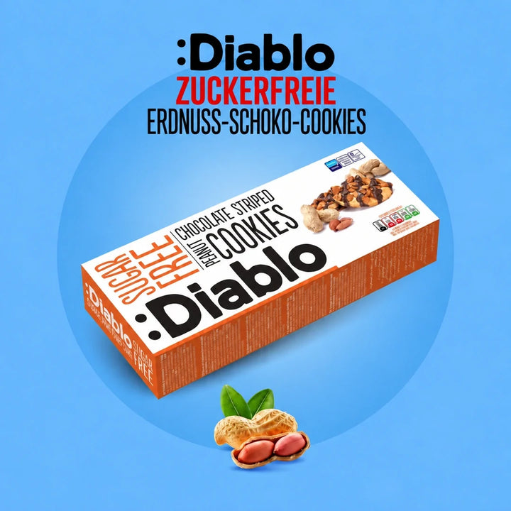 Diablo Kekse: zuckerfreie Erdnusskekse mit Schokostreifen