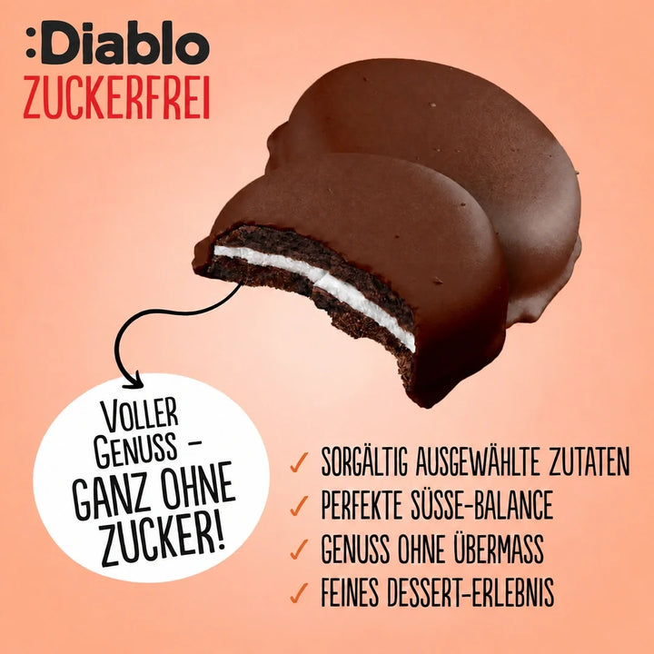 Diablo sans sucre : biscuits à la crème au chocolat, emballés individuellement (136 g, 7,2 g de glucides comptabilisables* par portion)