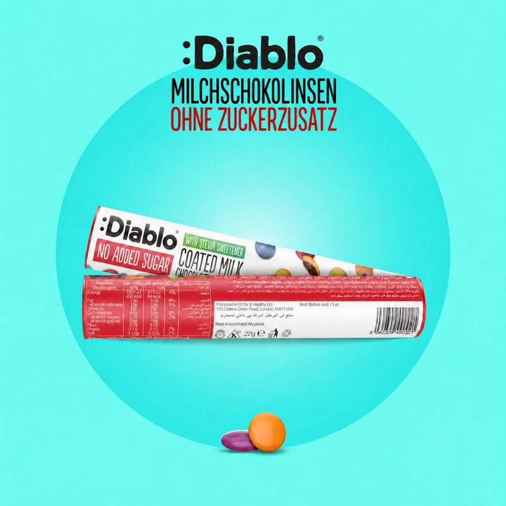 Diablo sans sucre : lentilles au chocolat (22 g, 2,6 g de glucides comptabilisables*)